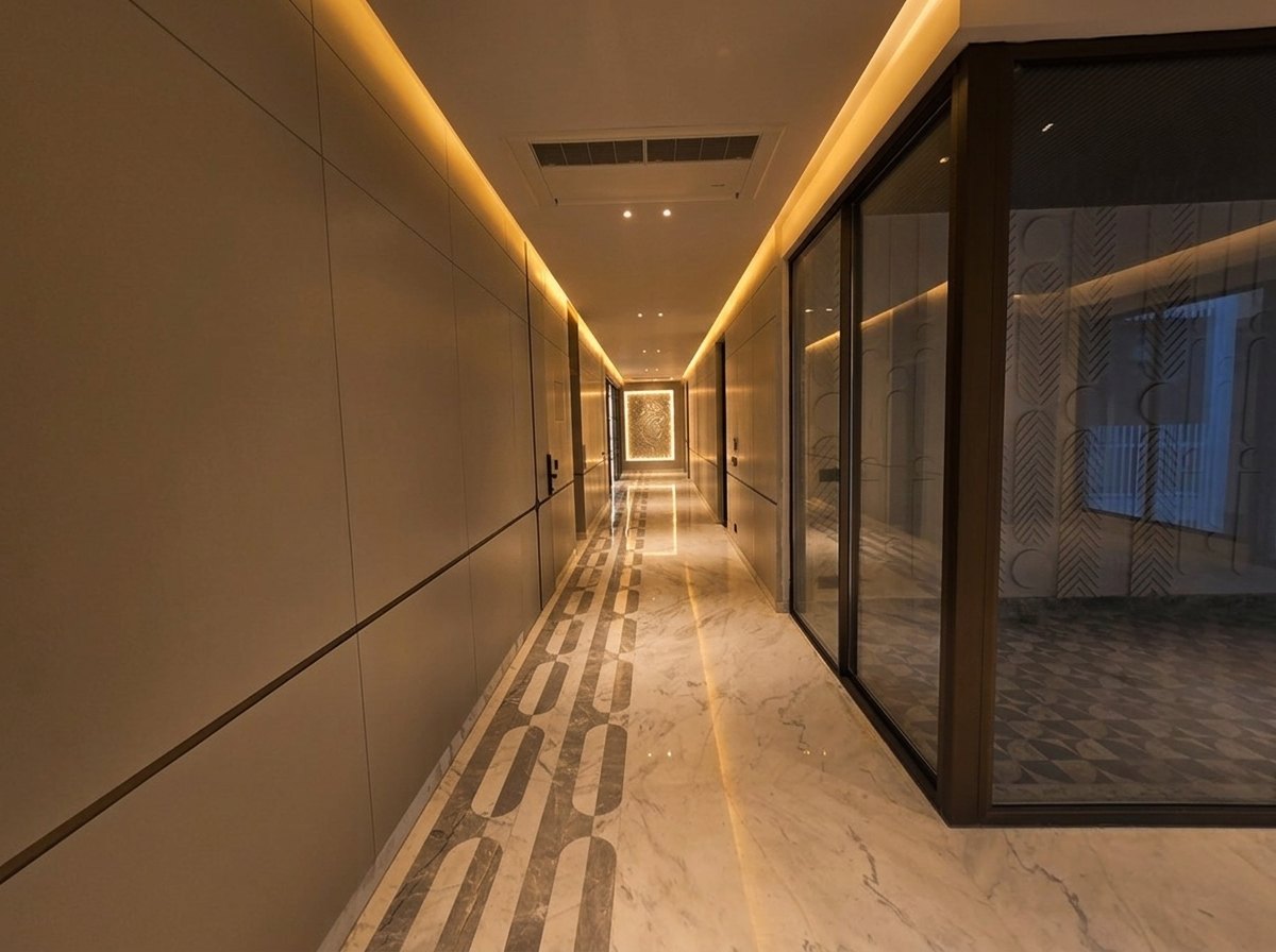 Marble inlay gallery corridor at Aalishan, South Extension