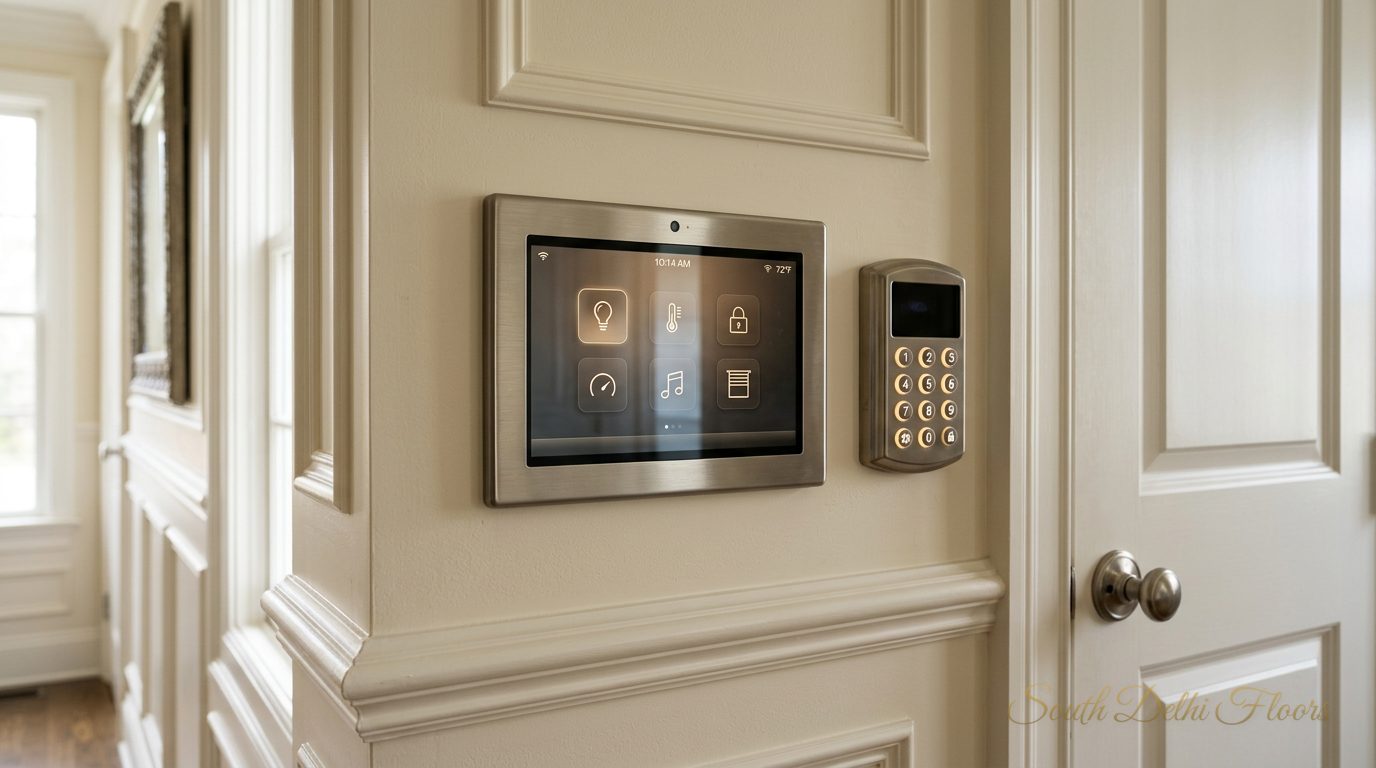 Smart-home automation panel in a Greater Kailash 2 builder floor