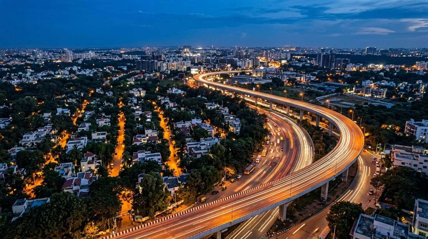 Ring Road and flyover connectivity beside Defence Colony in South Delhi