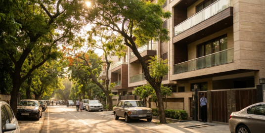 Greater Kailash 1 residential street with new builder floors