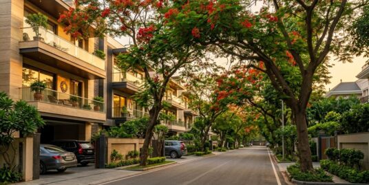 Property in Gulmohar Park — luxury builder floors on a tree-lined street in South Delhi