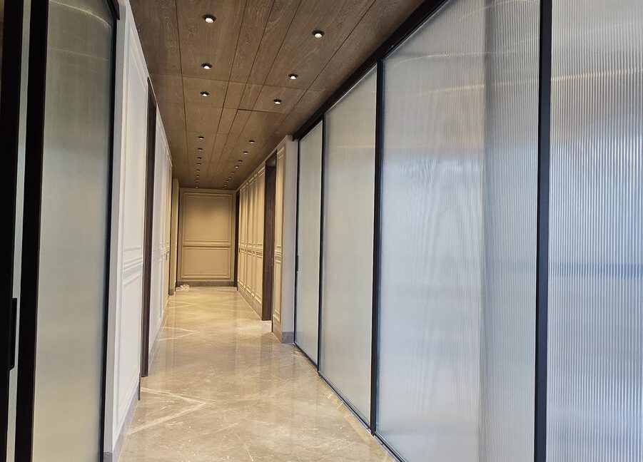 Indus Homes Fluted Glass Corridor Wainscot Panelling