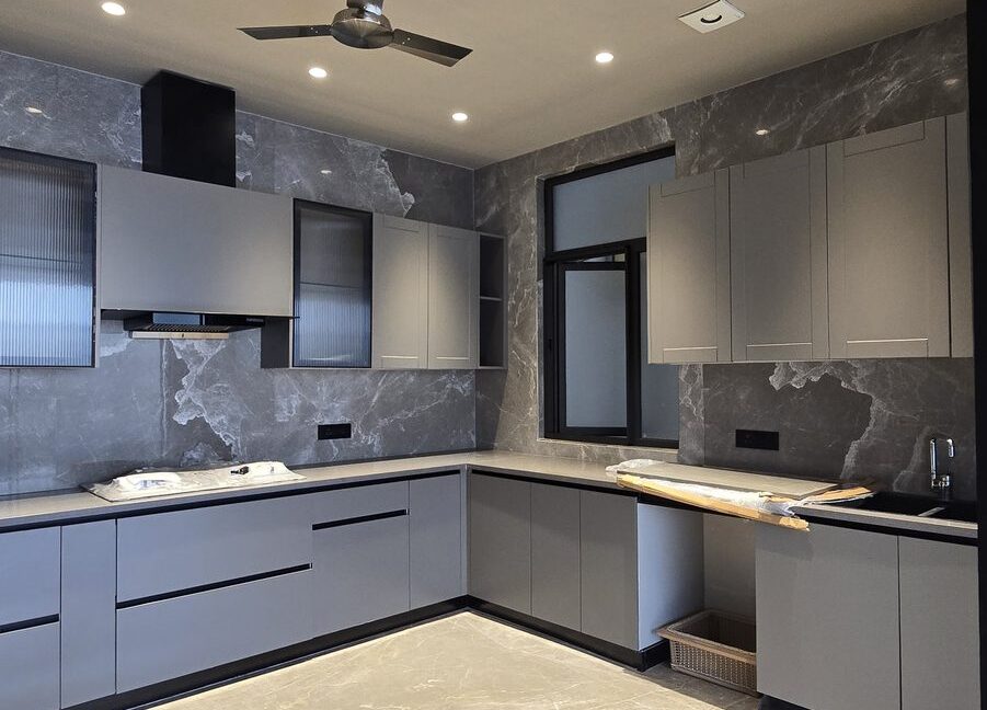 Indus Homes Grey Shaker Modular Kitchen