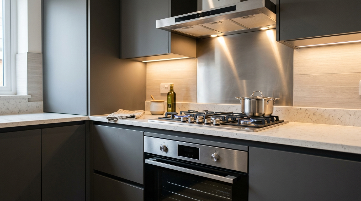 Premium modular kitchen with built-in appliances in a Vasant Vihar luxury builder floor