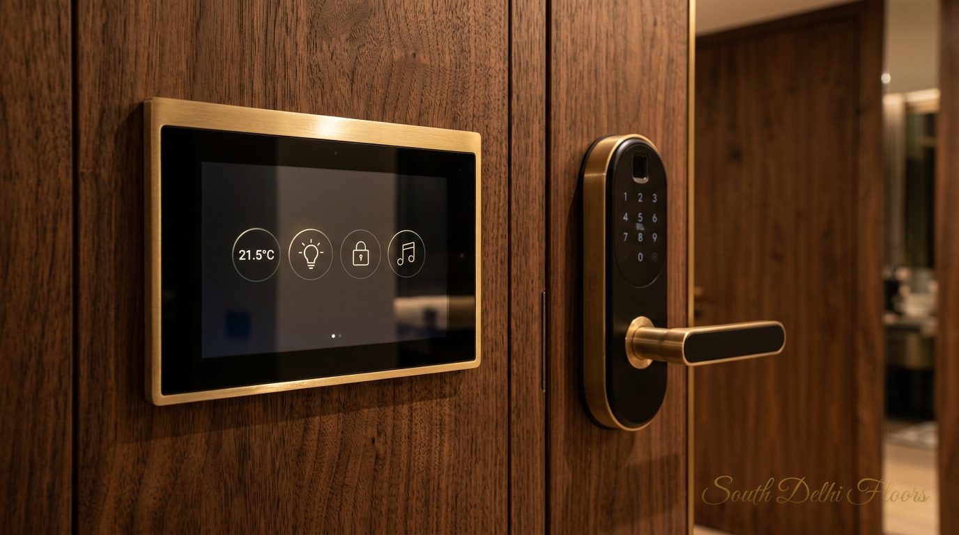 Smart-home automation panel in a Greater Kailash 2 penthouse