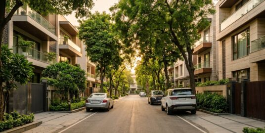 Property in South Extension Part II — luxury builder floors on a tree-lined street in South Delhi
