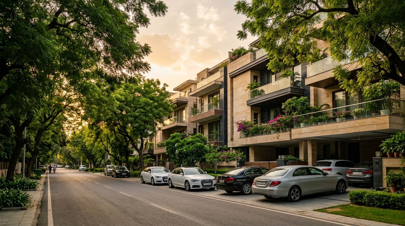 Property in Greater Kailash 2 &ndash; luxury builder floors on a tree-lined street in GK-2, South Delhi