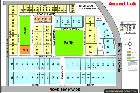 Anand Lok colony map with plot numbers