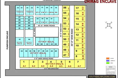 Chirag Enclave colony map with plot numbers