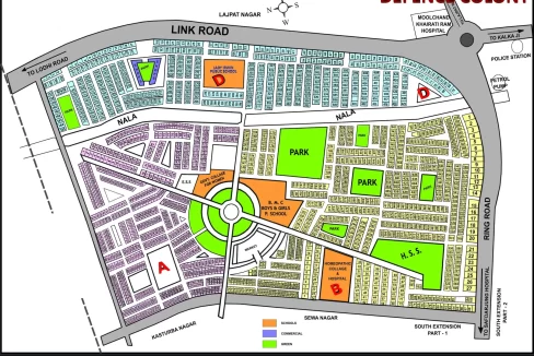 Defence Colony colony map with plot numbers