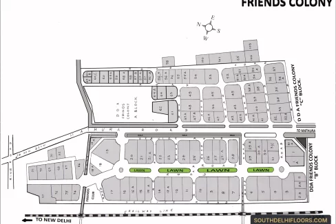 Friends Colony colony map with plot numbers