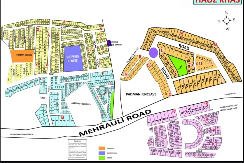 Hauz Khas colony map with plot numbers