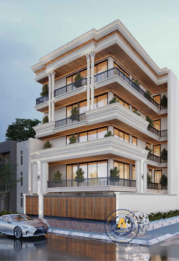 S-256 Panchsheel Park, a JCR Homes (RPB Homes) builder floor project in South Delhi: architect's elevation render