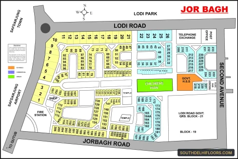 Jor Bagh colony map with plot numbers