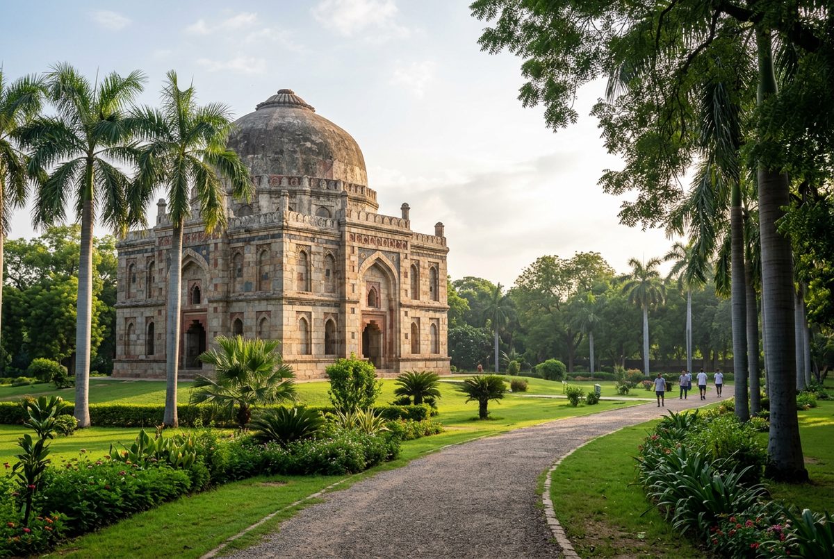Lodi-dynasty domed tomb in Lodhi Garden, the park across Lodi Road from Jor Bagh, New Delhi