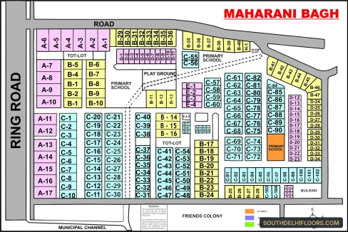 Maharani Bagh colony map with plot numbers