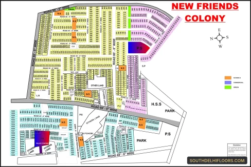 New Friends Colony colony map with plot numbers