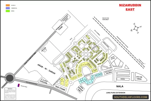 Nizamuddin East colony map with plot numbers