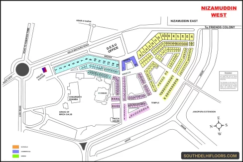 Nizamuddin West colony map with plot numbers