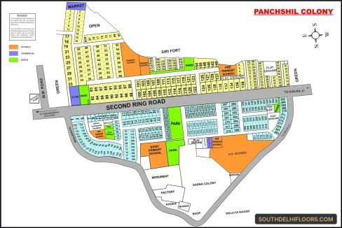Panchsheel Park colony map with plot numbers