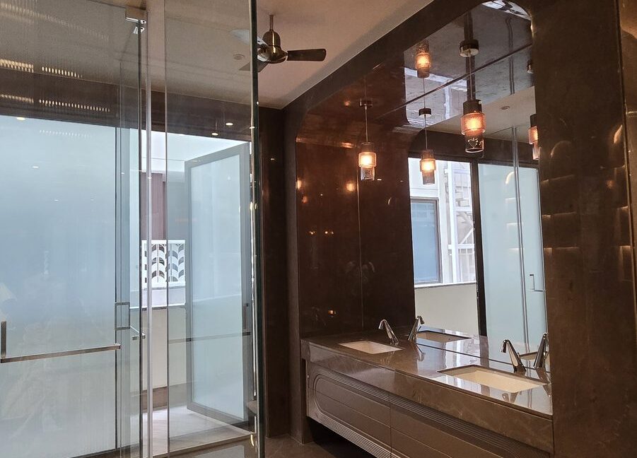 RS Buildtech Bathroom Glass Partition and Pendant Vanity | Luxury Property by Ravinder Singh Marwah