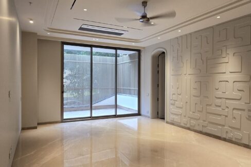 RS Buildtech Bedroom with Maze Relief Feature Wall | Luxury Builder Floor by Ravinder Singh Marwah