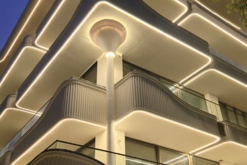 RS Buildtech Illuminated Facade at Blue Hour | Builder Ravinder Singh Marwah