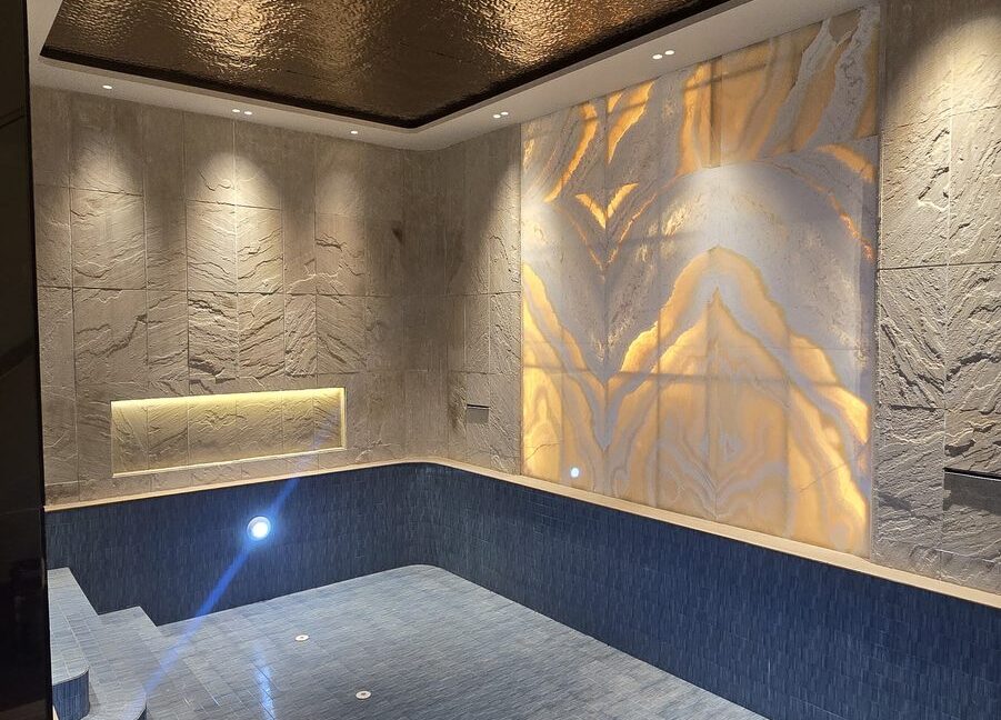 RS Buildtech Indoor Pool with Backlit Onyx Wall | Developer Ravinder Singh Marwah