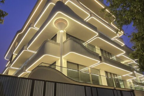 RS Buildtech Night Facade with LED-Lit Balconies | Luxury Property by Ravinder Singh Marwah