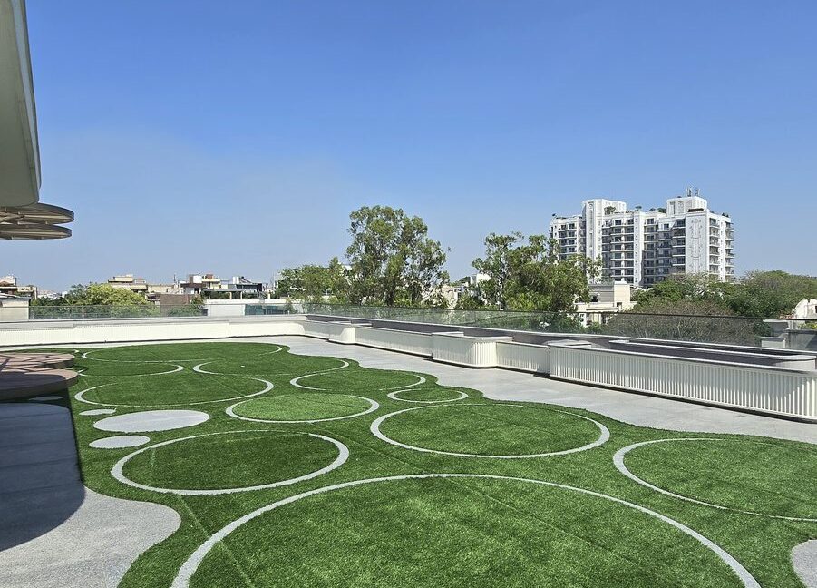 RS Buildtech Terrace Lawn in Circular Ring Pattern | Builder Ravinder Singh Marwah