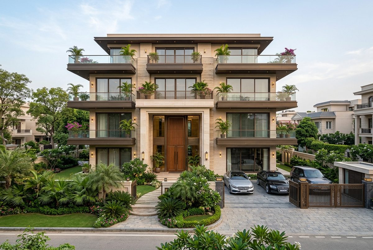 Luxury builder floor with separate gated driveway on a large plot in Sadhna Enclave, New Delhi