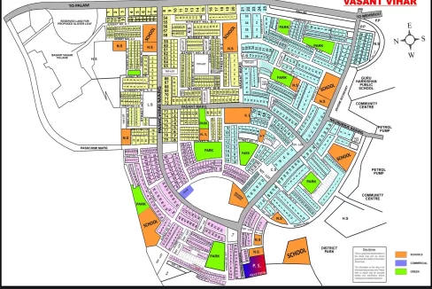 Vasant Vihar colony map with plot numbers