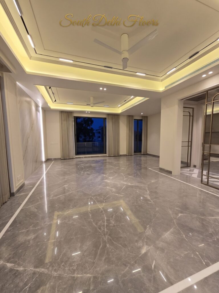 Lounge cove ceiling at night, South Delhi builder floor by Windchimes, photographed by SouthDelhiFloors