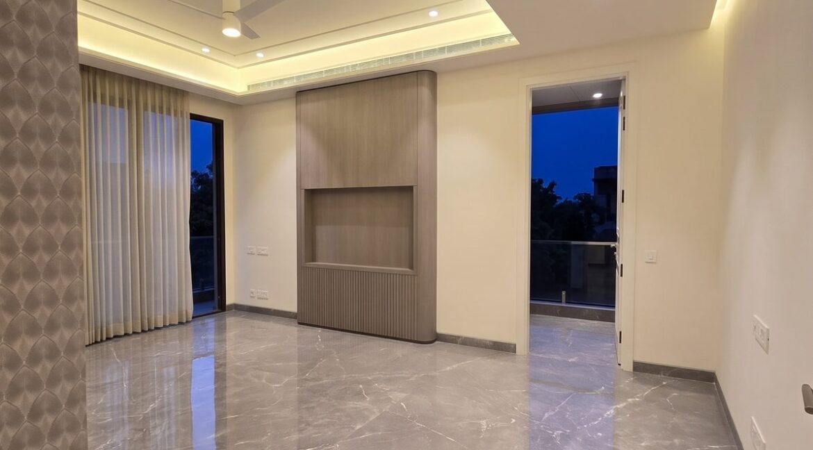 Windchimes Construction Empty Master Bedroom Entrance At Night - Amrit Lal