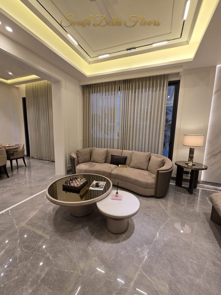 Lounge chess coffee table, South Delhi builder floor by Windchimes, photographed by SouthDelhiFloors