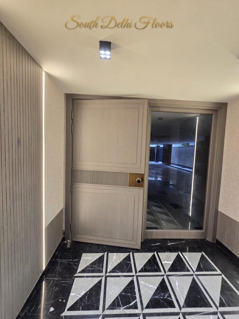 Main door LED strip, South Delhi builder floor by Windchimes, photographed by SouthDelhiFloors
