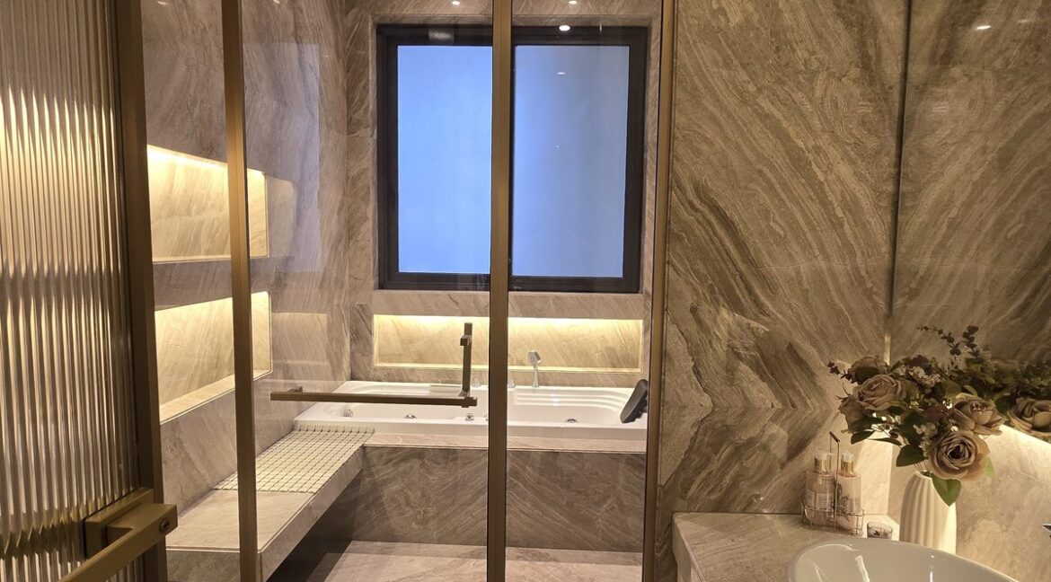 Windchimes Construction Master Bathroom Brass Frame Partition - Rajesh Kumar