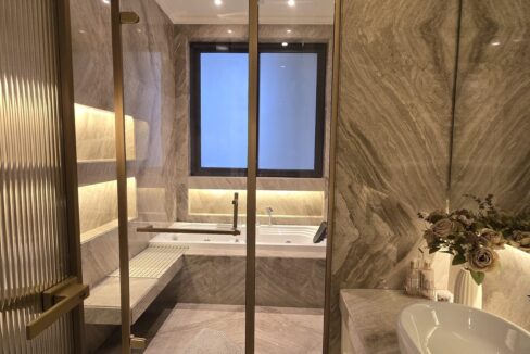 Windchimes Construction Master Bathroom Brass Frame Partition - Rajesh Kumar