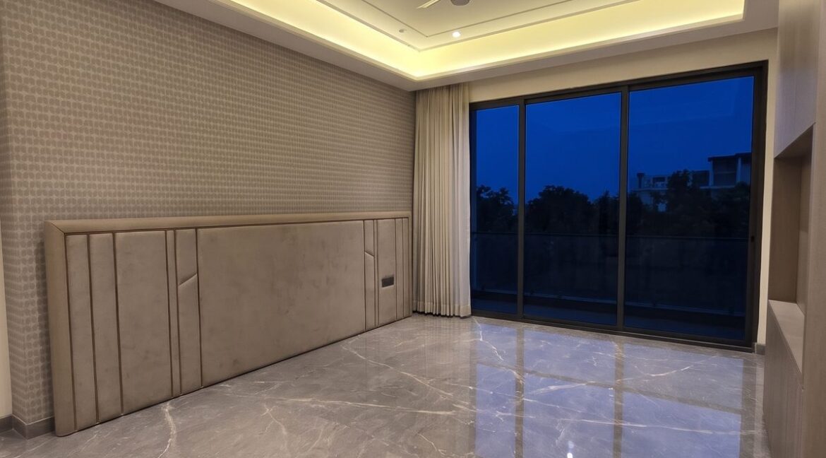 Windchimes Construction Unfurnished Master Bedroom Headboard Wall At Night - Surbhi Nandrajog