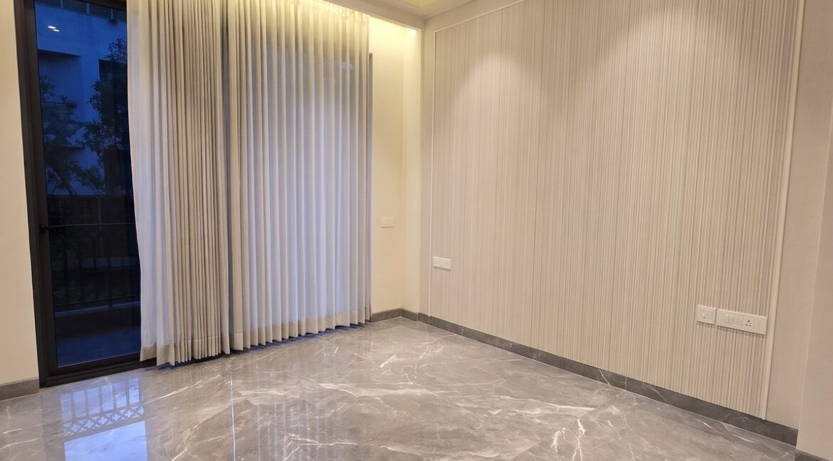 Windchimes Construction Vacant Bedroom Balcony Curtains At Night - Surbhi Nandrajog