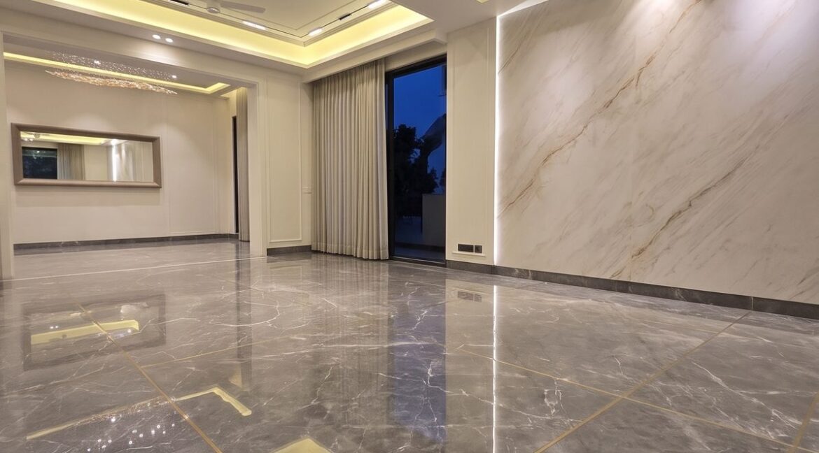 Windchimes Construction Vacant Drawing Room Wide Angle At Night - Amrit Lal